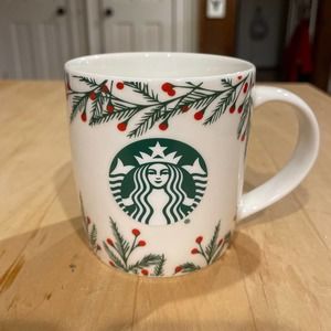 Starbucks 2020 Christmas Holiday Holly Berry Pine 12 oz EUC